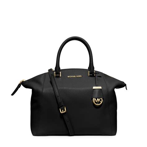 michael kors riley satchel black|Michael Kors black purse small.